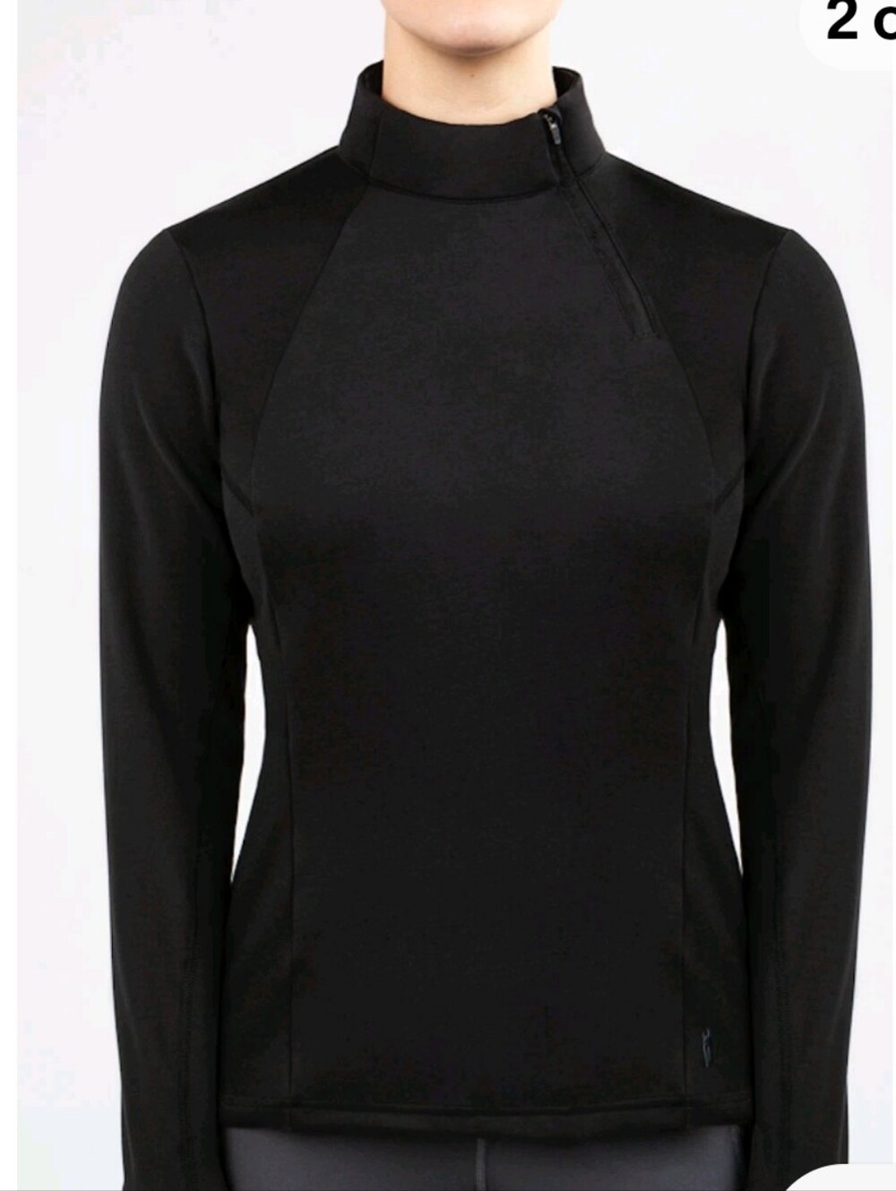 Women's Black Long-Sleeve Zip Mock Neck Pullover Riding Wear